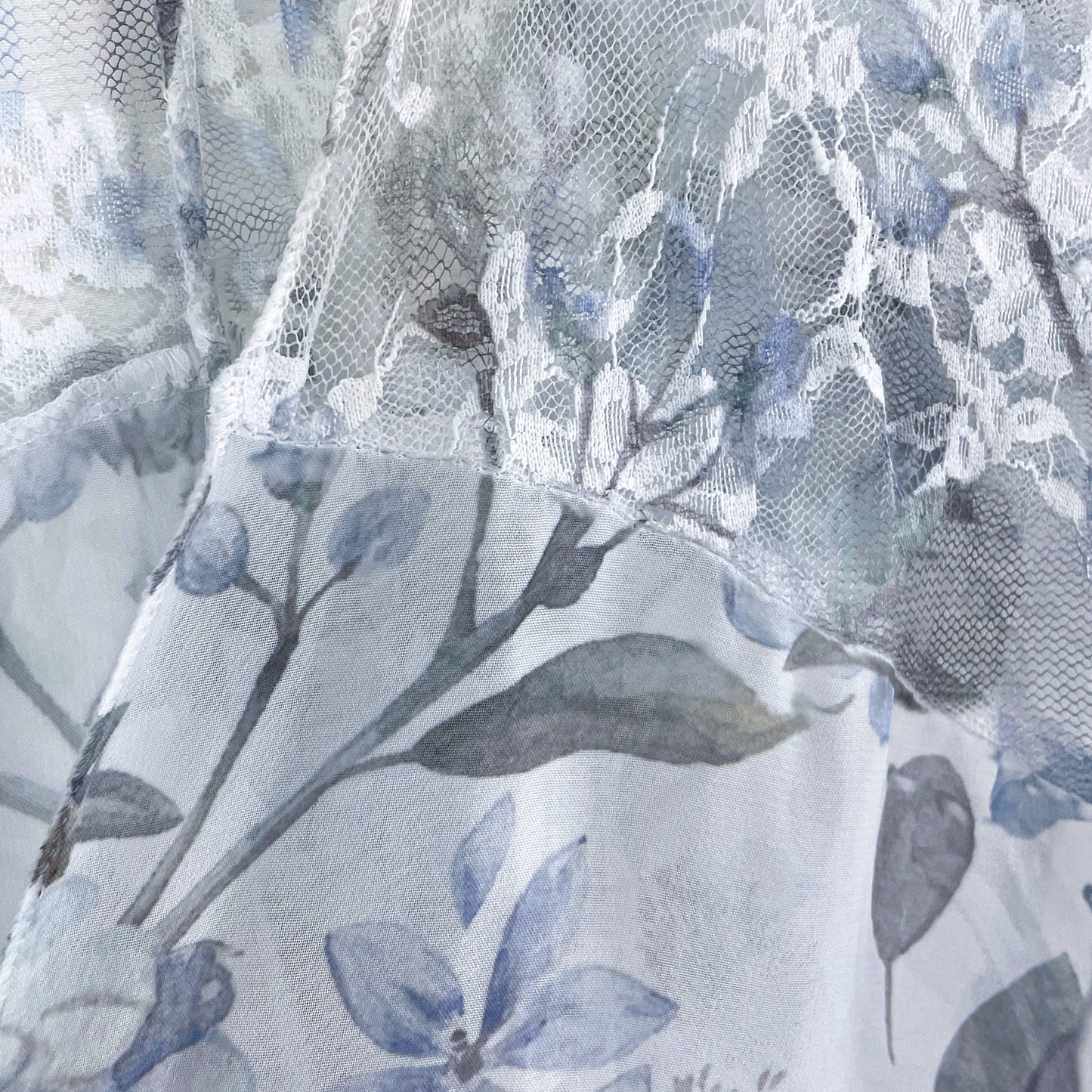 Printed Blue Floral Relaxed Fit Kimono Loose Cover Up