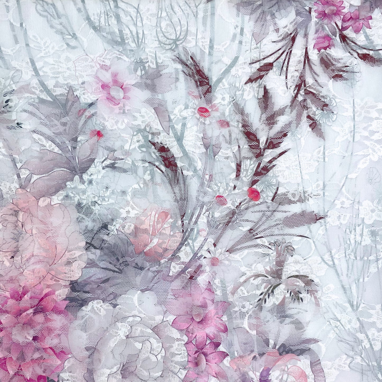Mixed Pink Floral Print Lace Tunic Top