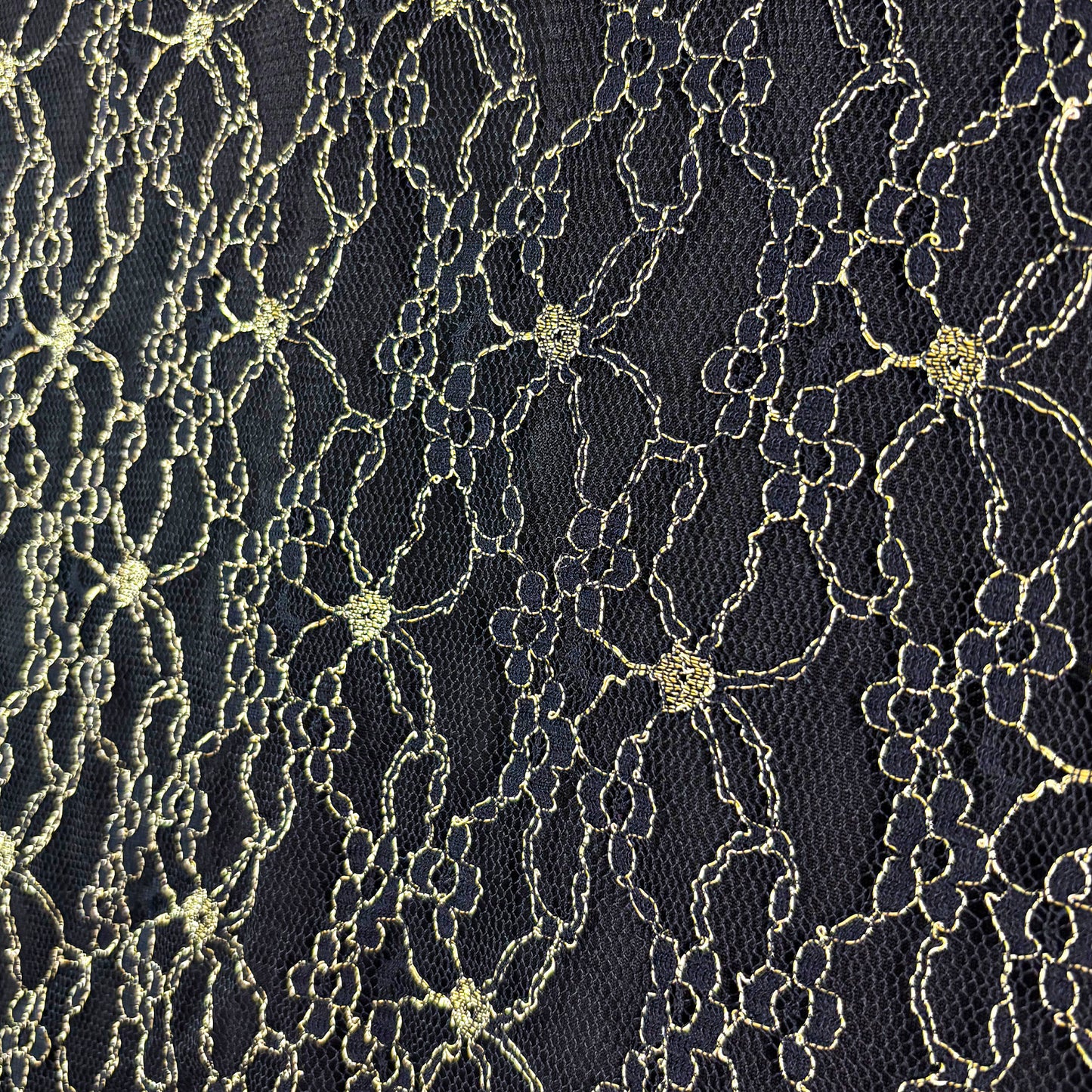 Flutter Short Sleeve Black/Gold Embroidery Floral Lace Top