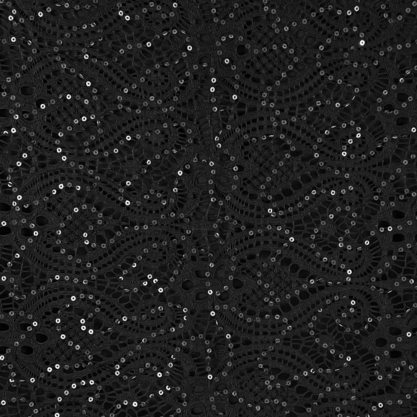 3/4 Sleeve Classic Black Floral Glitter Sequins Lace Top