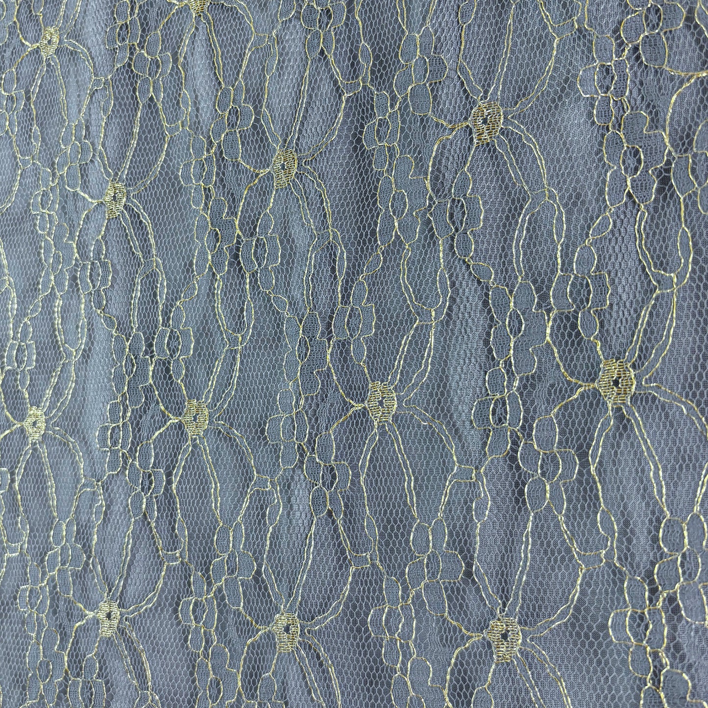 Flutter Short Sleeve Dusty Blue Gray/Gold Embroidery Floral Lace Top