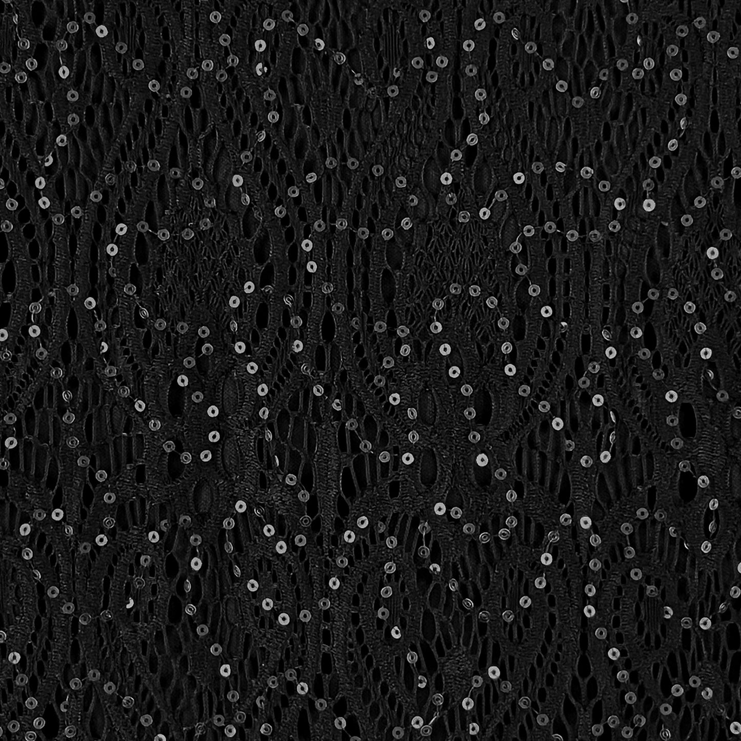 Flutter Short Sleeve Black Floral Glitter Sequins Lace Top