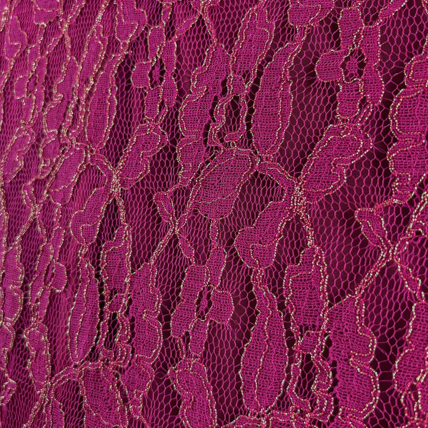 Berry Pink/Gold Embroidery Floral Lace V-Neck 3/4 Sleeve Poncho