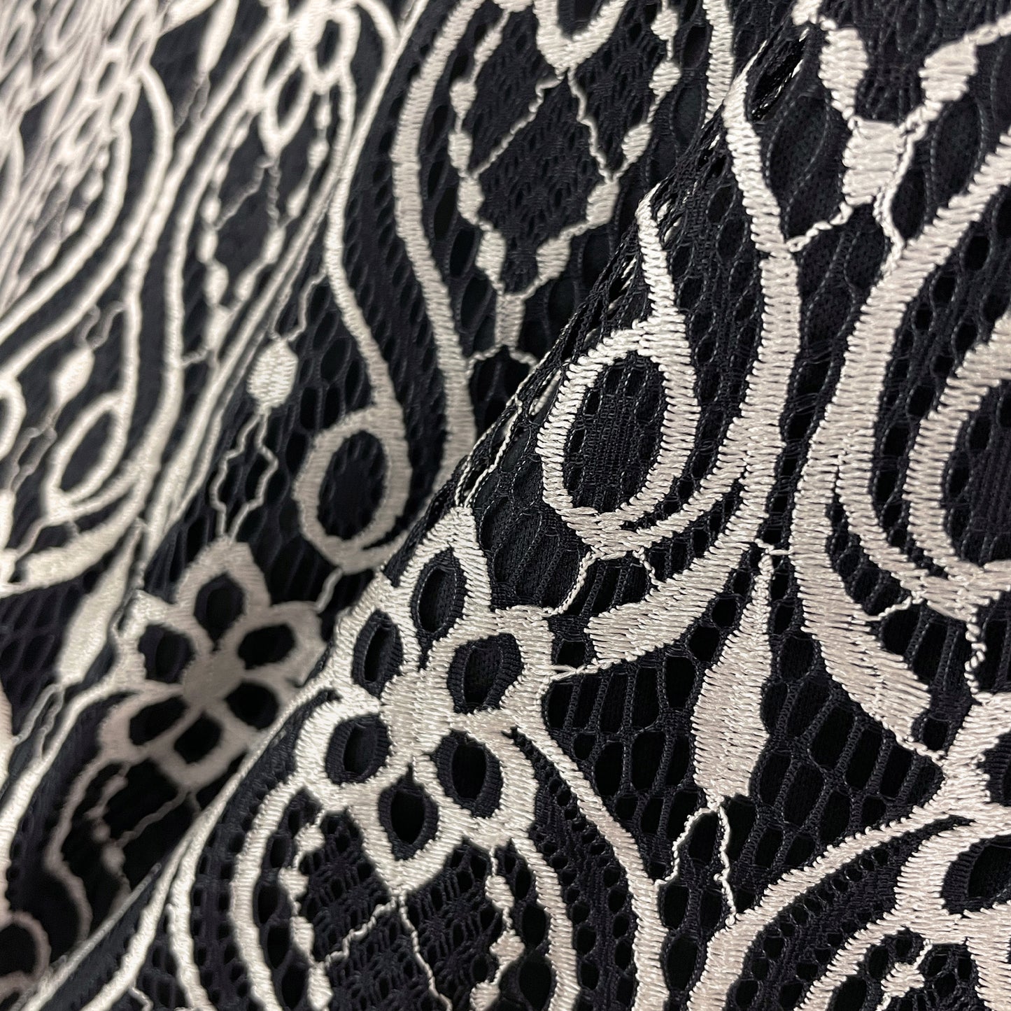Two-Tone Black/Shiny Champagne Floral Lace Top Tunic Knit Blouse
