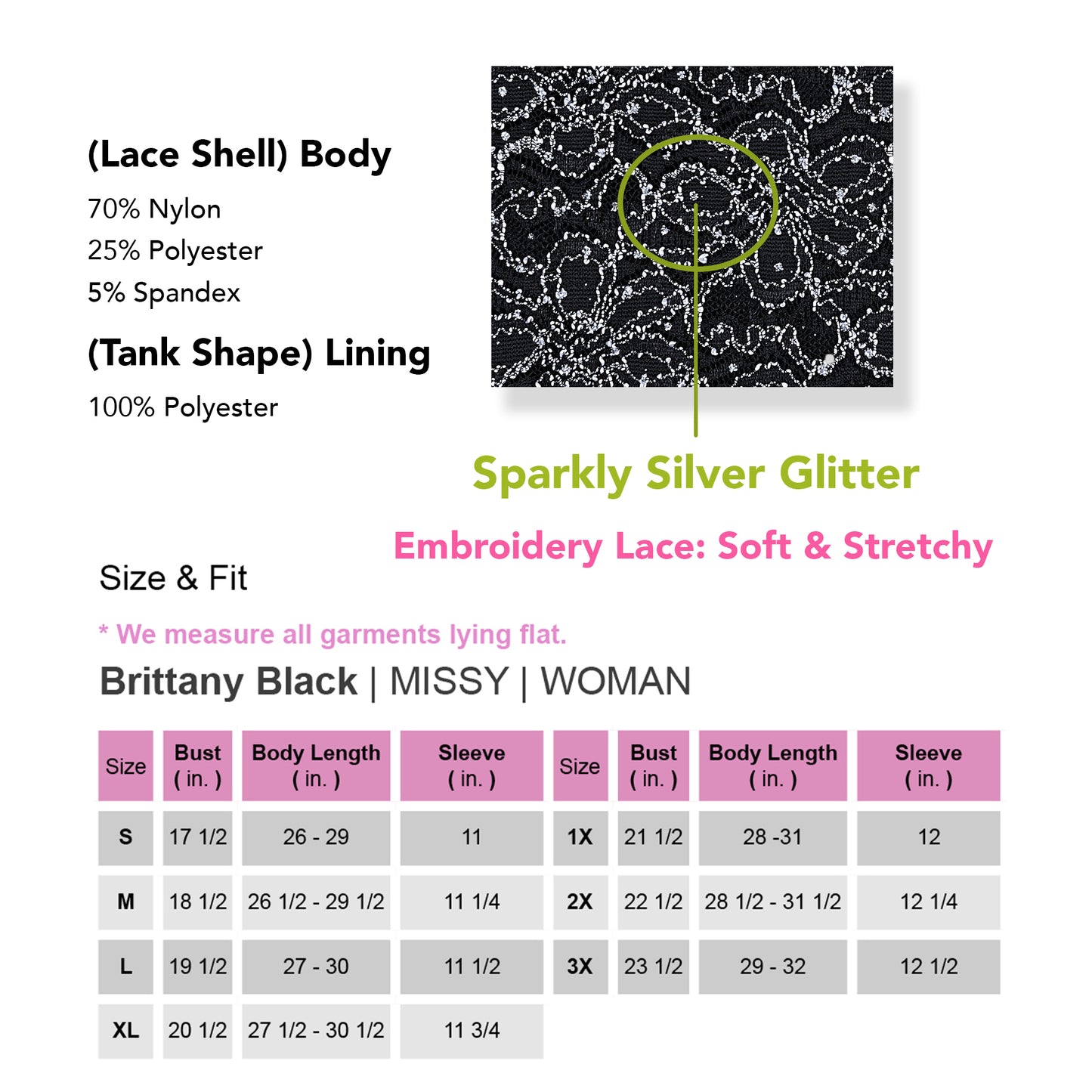 Sparkly Silver Glitter/Embroidery Black Floral Lace V-Neck 3/4 Sleeve Poncho