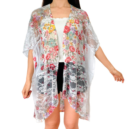 Printed Very Floral Relaxed Fit Kimono Loose Cover Up