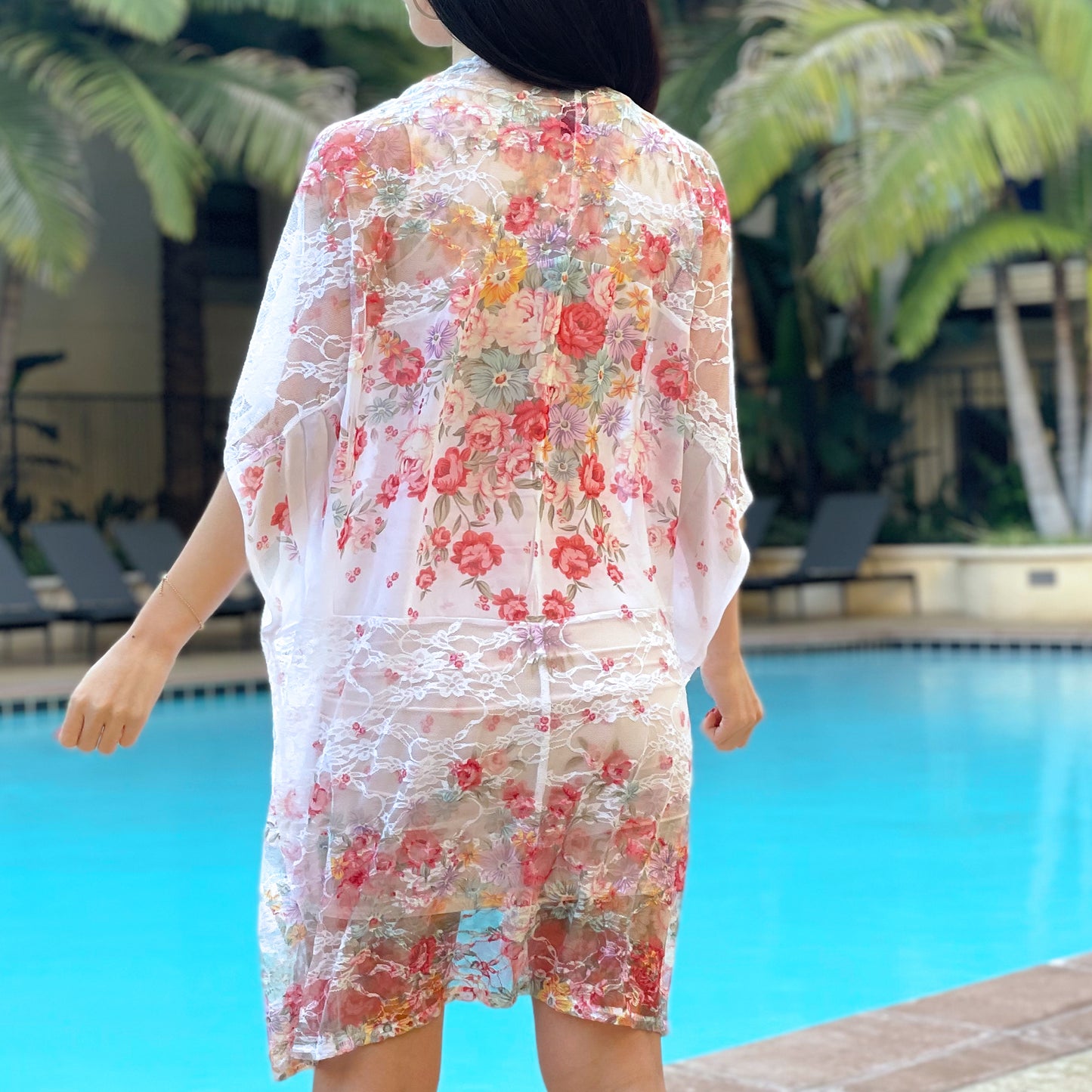 Printed Very Floral Relaxed Fit Kimono Loose Cover Up