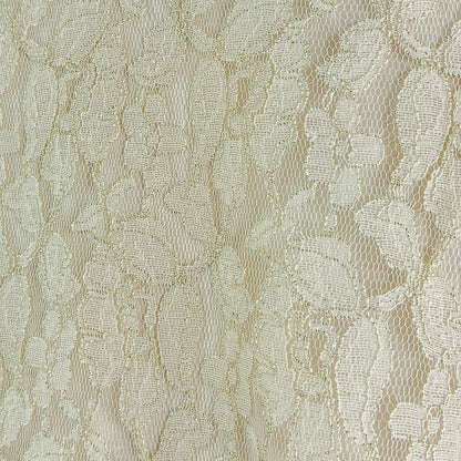 Vanilla Cream/Gold Embroidery Floral Lace V-Neck 3/4 Sleeve Poncho