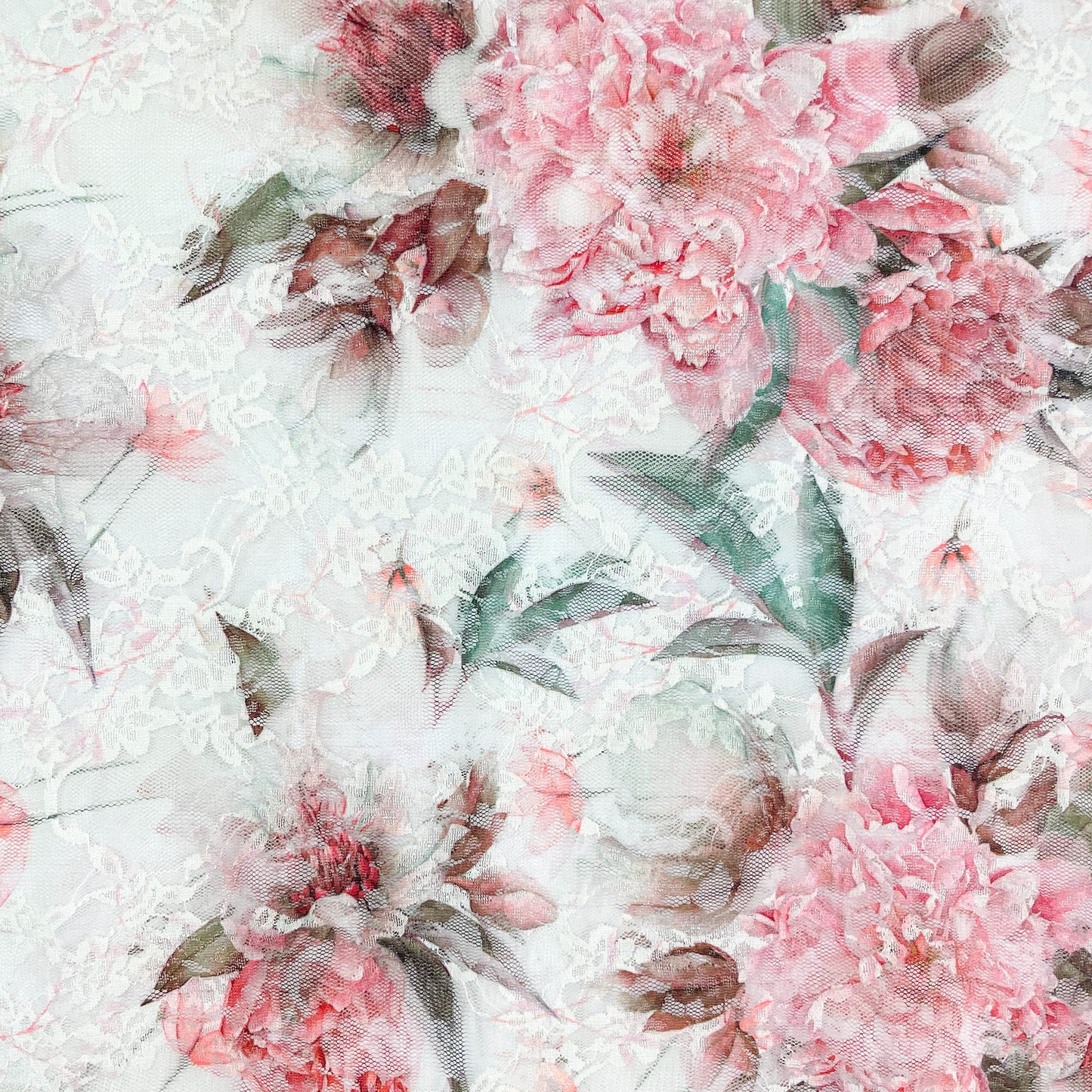 Peach Blush Beige Floral Print Lace Tunic Top