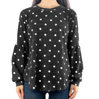 Black White Polka Dot Hacci Top