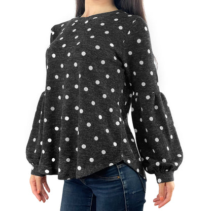 Black White Polka Dot Hacci Top