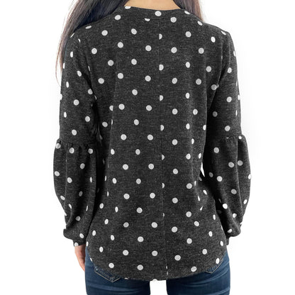 Black White Polka Dot Hacci Top